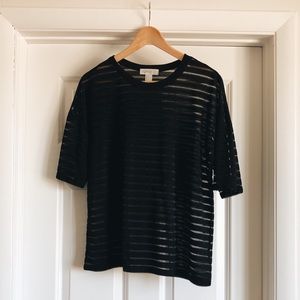 NWOT Striped Mesh Tee